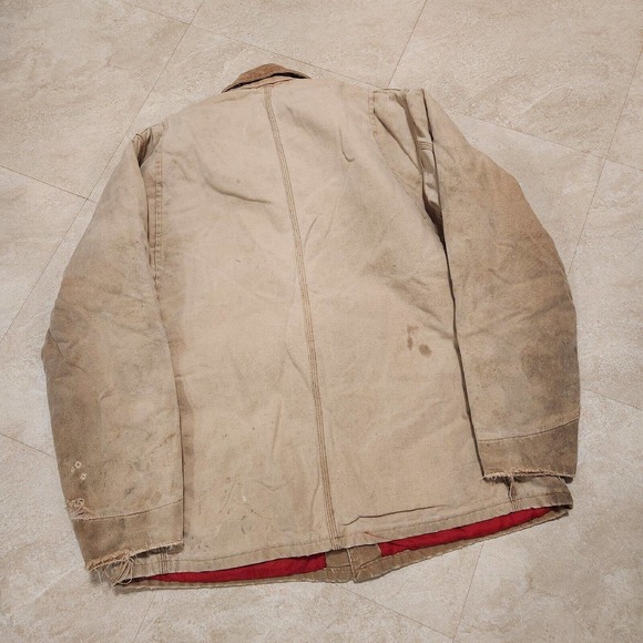 VTG Carhartt Mens FADED DISTRESSED USA Made Quilted Canvas Barn Work Jacket - Picture 12 of 12